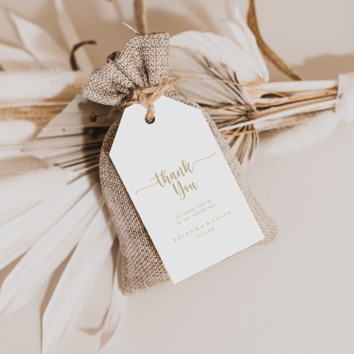 Gold Minimalist Calligraphy Wedding Thank You  Gift Tags