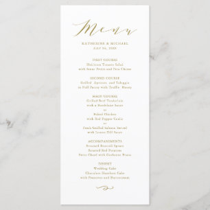Gold Minimalist Dainty Script Wedding Menu