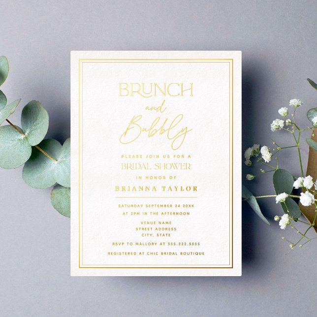 Gold Minimalist Elegant Bridal Shower  Foil Invitation Postcard (Creator Uploaded)