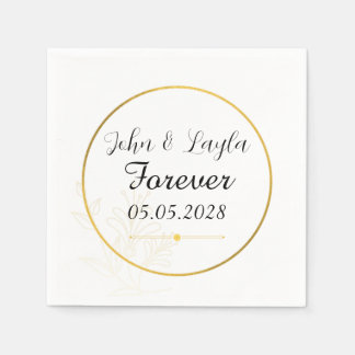 Gold Minimalist Elegant Wedding Napkin Template