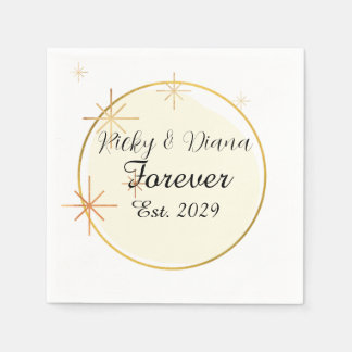 Gold Minimalist Elegant Wedding Napkin Template