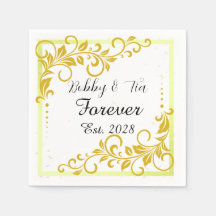 Gold Minimalist Elegant Wedding Napkin Template