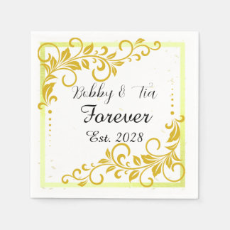 Gold Minimalist Elegant Wedding Napkin Template