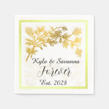 Gold Minimalist Elegant Wedding Napkin Template