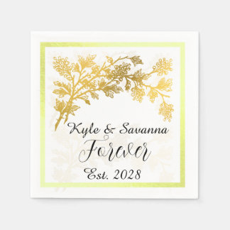 Gold Minimalist Elegant Wedding Napkin Template