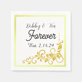 Gold Minimalist Elegant Wedding Napkin Template
