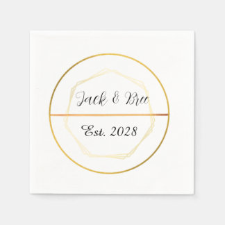 Gold Minimalist Elegant Wedding Napkin Template