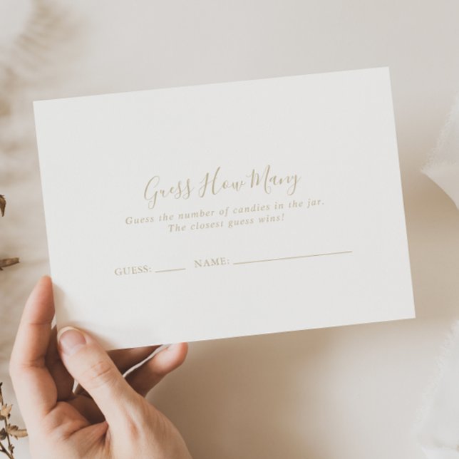 Gold Minimalist Guess How Many Game Card (Creator Uploaded)