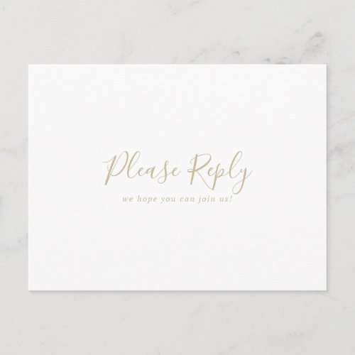 Gold Minimalist Menu Choice RSVP Postcard