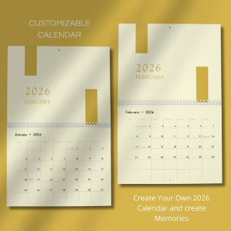 Gold Minimalist Modern 2026 Wall Calendar