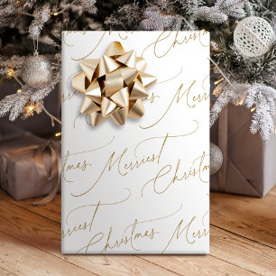 Gold Minimalist Modern Script Merriest Christmas Wrapping Paper