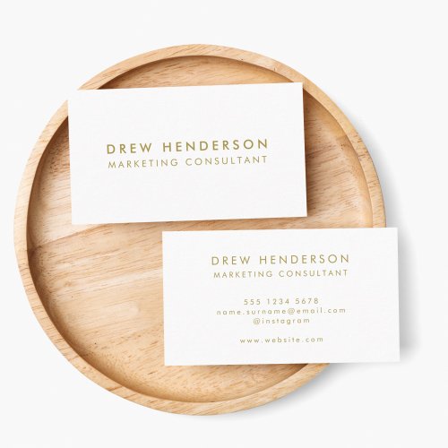 Gold Minimalist  Modern Simple Professional White Business Card