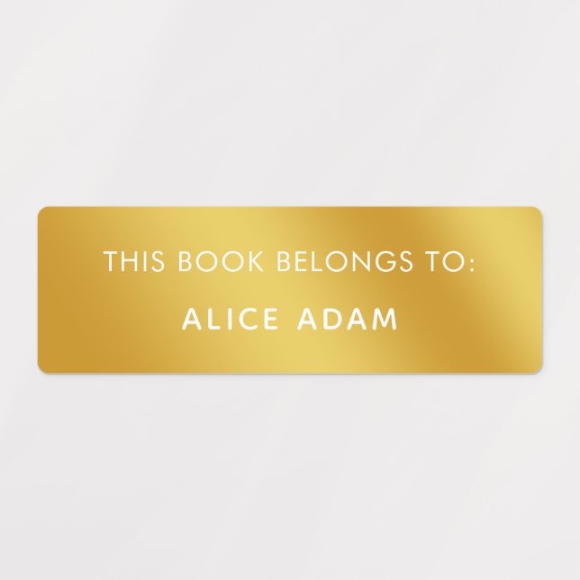 Gold Minimalist Modern This Book Belongs To Labels (Design 1)
