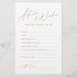 Gold minimalist modern wedding advice & wishes<br><div class="desc">These advice & wishes cards are sweet keepsakes for the bride and couple,  feature stylish modern script and text in gold color,  simple and clean. Great activity for bridal shower,  and wedding parties. 
See all the bridal shower games in collection.</div>