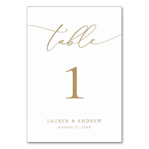 Gold Minimalist Modern Wedding  Event Custom Table Number