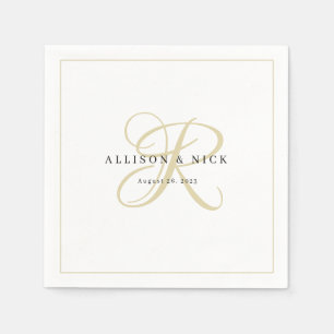 Gold Minimalist Monogram Wedding Napkins