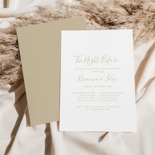 Gold Minimalist Night Before Rehearsal Dinner  Invitation