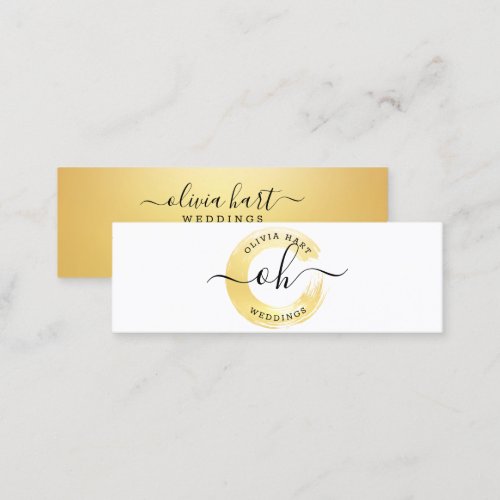 Gold Minimalist Paint Swash Custom Stylist Logo Mini Business Card