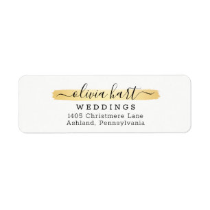 Gold Minimalist Paint Swash Logo Return Address Label