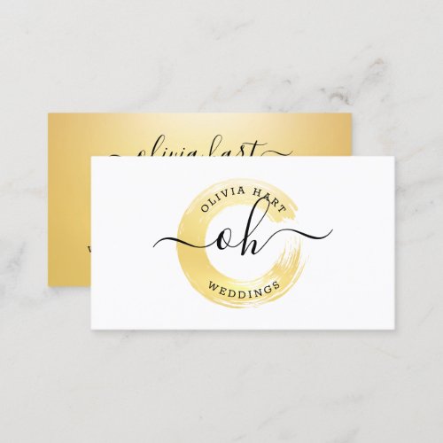 Gold Minimalist Paint Swash Logo Social Media Business Card
