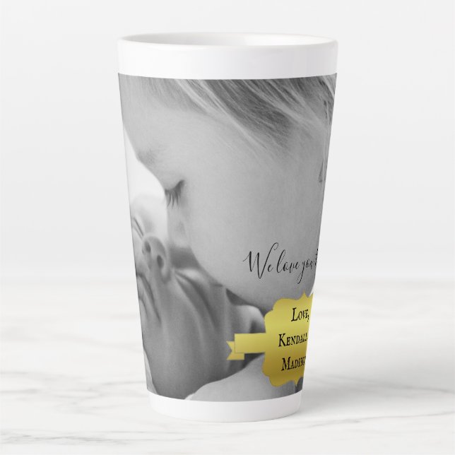 Gold Minimalist Photo Mother's Day Latte Mug (Front)