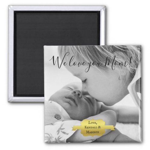 Gold Minimalist Photo Mothers Day Magnet