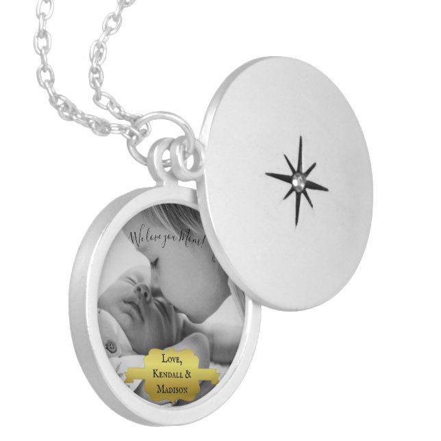 Gold Minimalist Photo Mother's Day Necklace (Front Left)