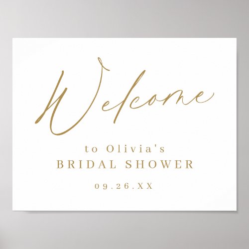 Gold minimalist script bridal shower welcome sign