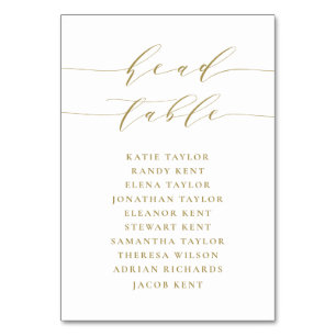 Gold Minimalist Script Head Table Wedding Number