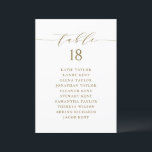 Gold Minimalist Script Seating Plan Table Number<br><div class="desc">Customizable table number seating plan. It features a black whimsical script and classic typography. Personalize by adding your own details. This gold minimalist table seating plan is perfect for any weddings,  baby showers,  bridal showers,  birthdays,  and so much more.</div>