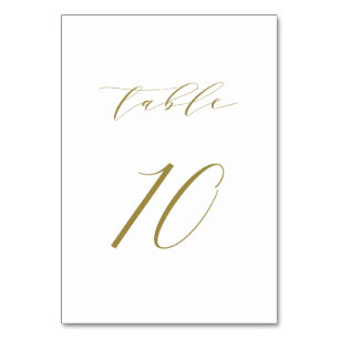 Gold Minimalist Script Wedding Table 10 Number