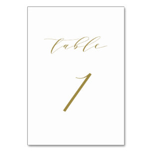 Gold Minimalist Script Wedding Table 1 Number