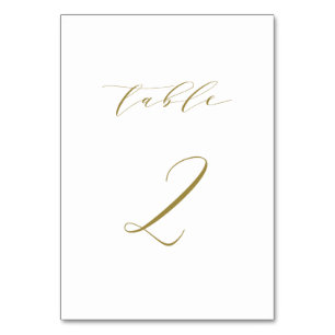 Gold Minimalist Script Wedding Table 2 Table Number