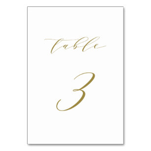 Gold Minimalist Script Wedding Table 3 Number