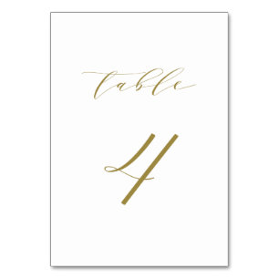 Gold Minimalist Script Wedding Table 4 Number