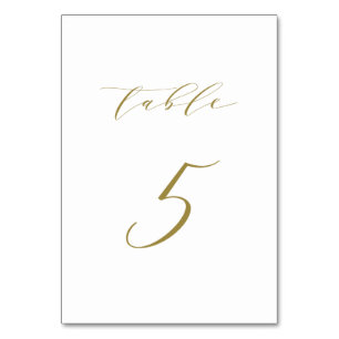 Gold Minimalist Script Wedding Table 5 Table Number