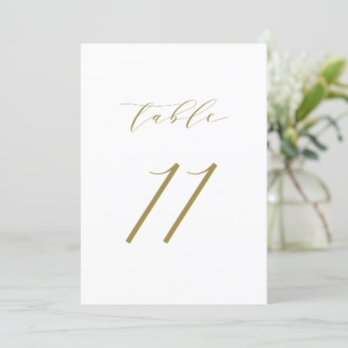 Gold Minimalist Script Wedding Table Number 11