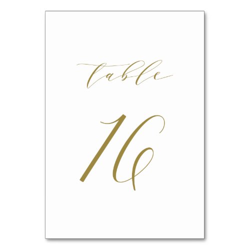 Gold Minimalist Script Wedding Table Number 16