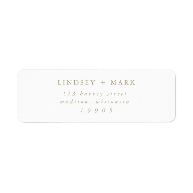 Gold Minimalist Simple Chic Return Address Label (Front)