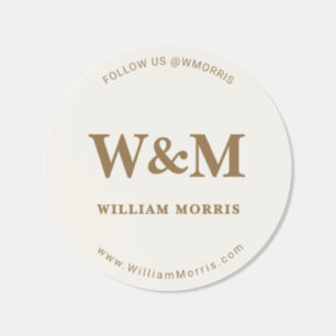 Gold Minimalist Social Media Monogram Follow Us Classic Round Sticker