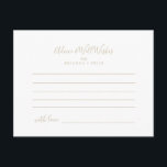 Gold Minimalist Wedding Advice Card<br><div class="desc">This gold minimalist wedding advice card is perfect for a modern wedding. The design features a beautiful font in gold . These cards are perfect for a wedding,  bridal shower,  baby shower,  graduation party & more. Personalize the cards with the names of the bride and groom,  parents-to-be or graduate.</div>