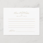 Gold Minimalist Wedding Advice Card<br><div class="desc">This gold minimalist wedding advice card is perfect for a modern wedding. The design features a beautiful font in gold . These cards are perfect for a wedding,  bridal shower,  baby shower,  graduation party & more. Personalize the cards with the names of the bride and groom,  parents-to-be or graduate.</div>