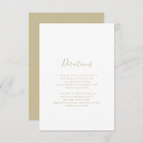 Gold Minimalist Wedding Directions Enclosure Card