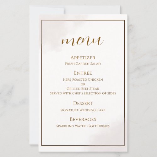 Gold Minimalist Wedding Menu Card