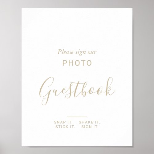 Gold Minimalist Wedding Photo Guestbook Sign