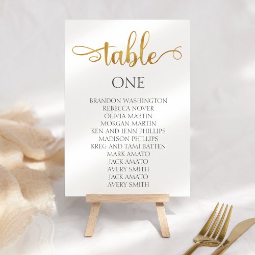 Gold Minimalist Wedding Seating Chart Card 35x5