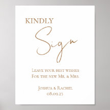 Gold Minimalist Wedding Sign-In Poster Print