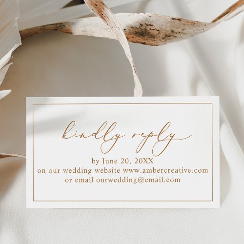 Gold Minimalist Wedding Website RSVP Card
