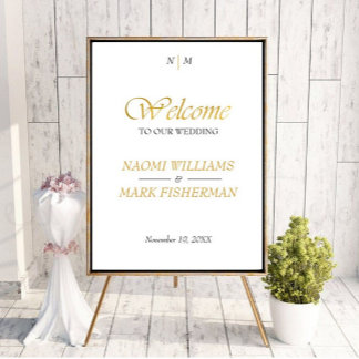 Gold minimalist Wedding Welcome Sign