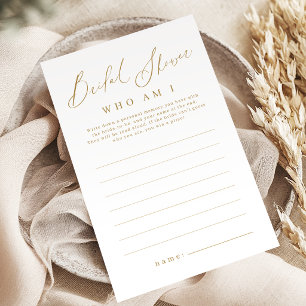 Gold minimalist who am I bridal shower game